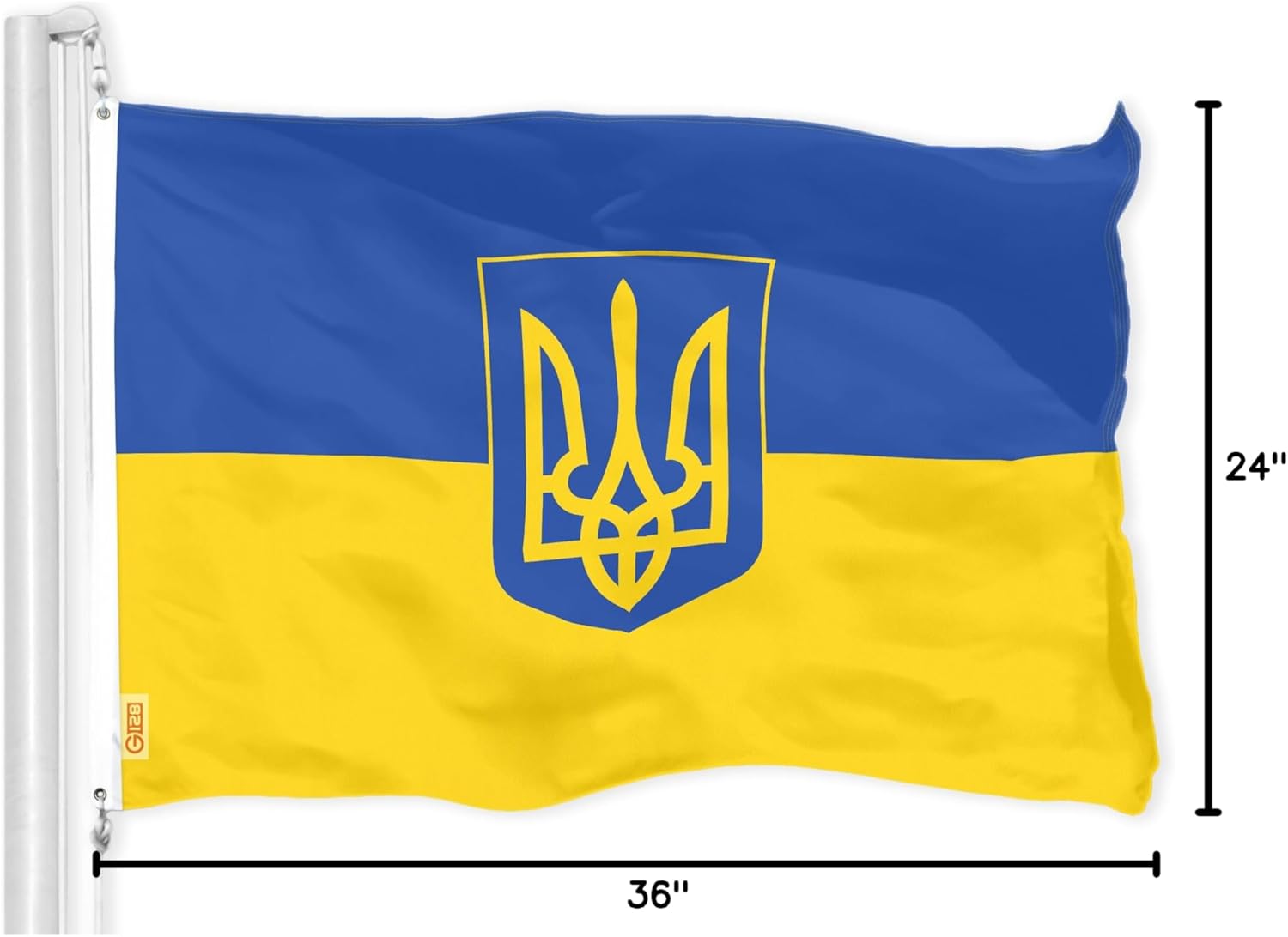 G128 Ukraine Ukrainian Coat of Arms Flag | 2x3 Ft | LiteWeave Pro Series Printed 150D Polyester | Country Flag, Indoor/Outdoor, Vibrant Colors, Brass Grommets, Thicker and More Durable Than 100D Poly - Image 7