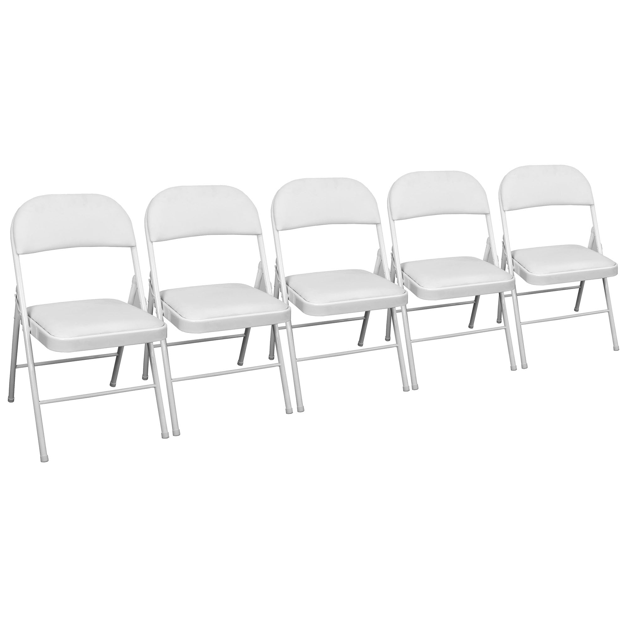 TekBox Folding Faux Leather Chair - Strong Steel Event Hall Seating or Temporary Seat for Guests and Desks (5, White)