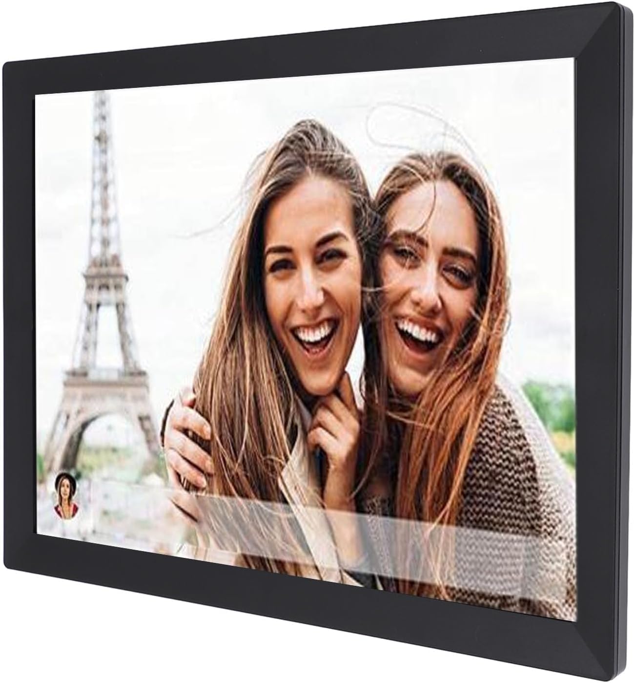 Cornice Digitale Intelligente da 15 Pollici, Schermo Touch HD, Ampia Memoria, Rotazione Automatica, Connettività Wi-Fi, Perfetta per I Ricordi di Famiglia, Black UK Plug 100V‑240V