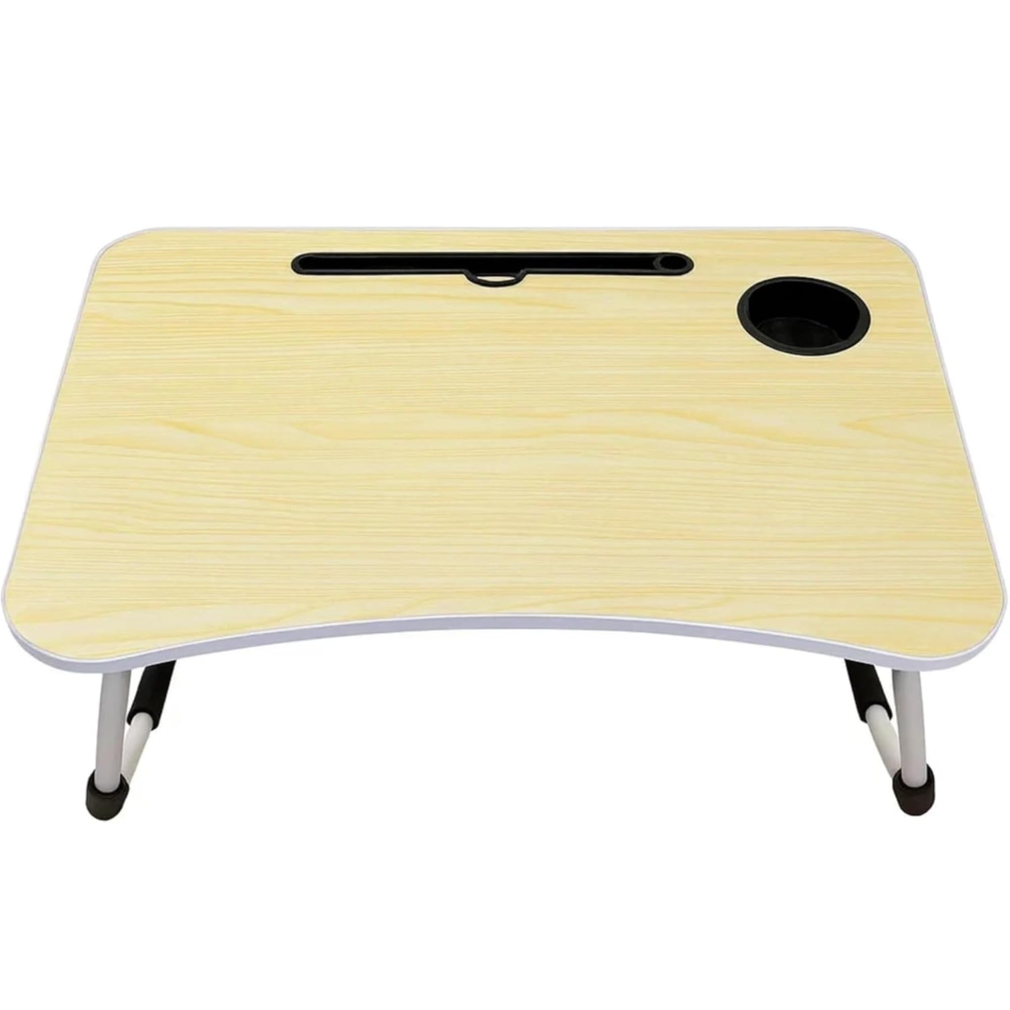 Foldable Laptop Table for Bed & Sofa – Portable Lap Desk Stand Tray for Work, Study, Reading & Breakfast – Multi-Purpose Laptop Desk 60x40x26cm (Light Wood)
