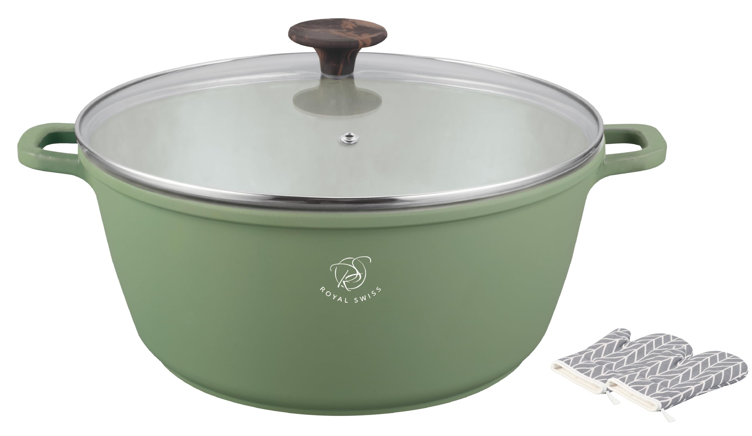 Cacerola con revestimiento de mármol Royal Swiss de 28 cm con fondo difusor de calor uniforme