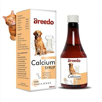 Calcium Syrup for Pets – 200ml with Vitamin A, D3 & B12 | for Strong Bones & Muscles | Suitable for Dogs & Cats