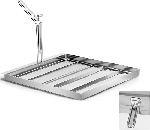 AF45 Commercial Deep Fryer Filter with Thermometer, 13.75" x 13.75", 304 Stainless Steel, Capture Grease & Debris Above 550 Microns, Extend Oil Life by 40%, Ideal for Commercial Kitchens & Restaurants