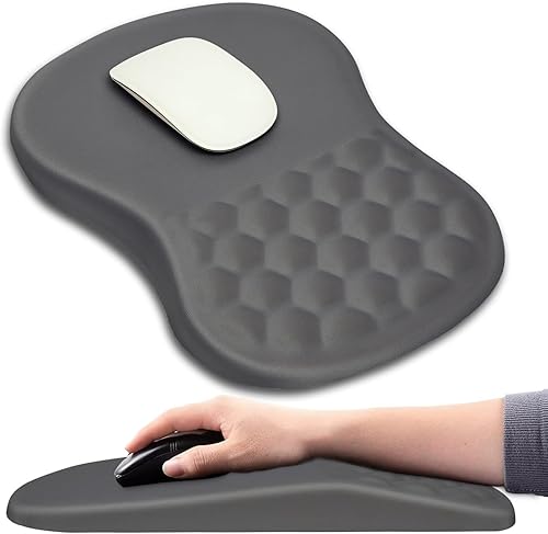 Miniatura 7 de Hokafenle Alfombrilla ergonómica para mouse con diseño de masaje, reposamuñecas para aliviar el dolor, con espuma viscoelástica y base de