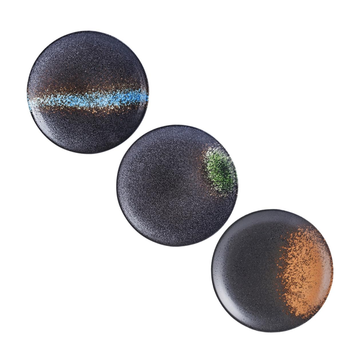 Lot de 3 Assiettes Céramique Rondes, Faciles à Nettoyer Utiliser, pour Fruits et Snacks Restaurants et Cantines Couleur Aléatoire