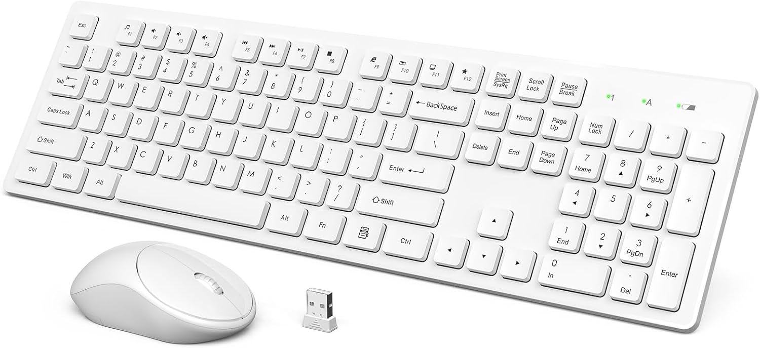 RATEL Wireless Keyboard Mouse Combo, 2.4GHz Slim FullSized Silent