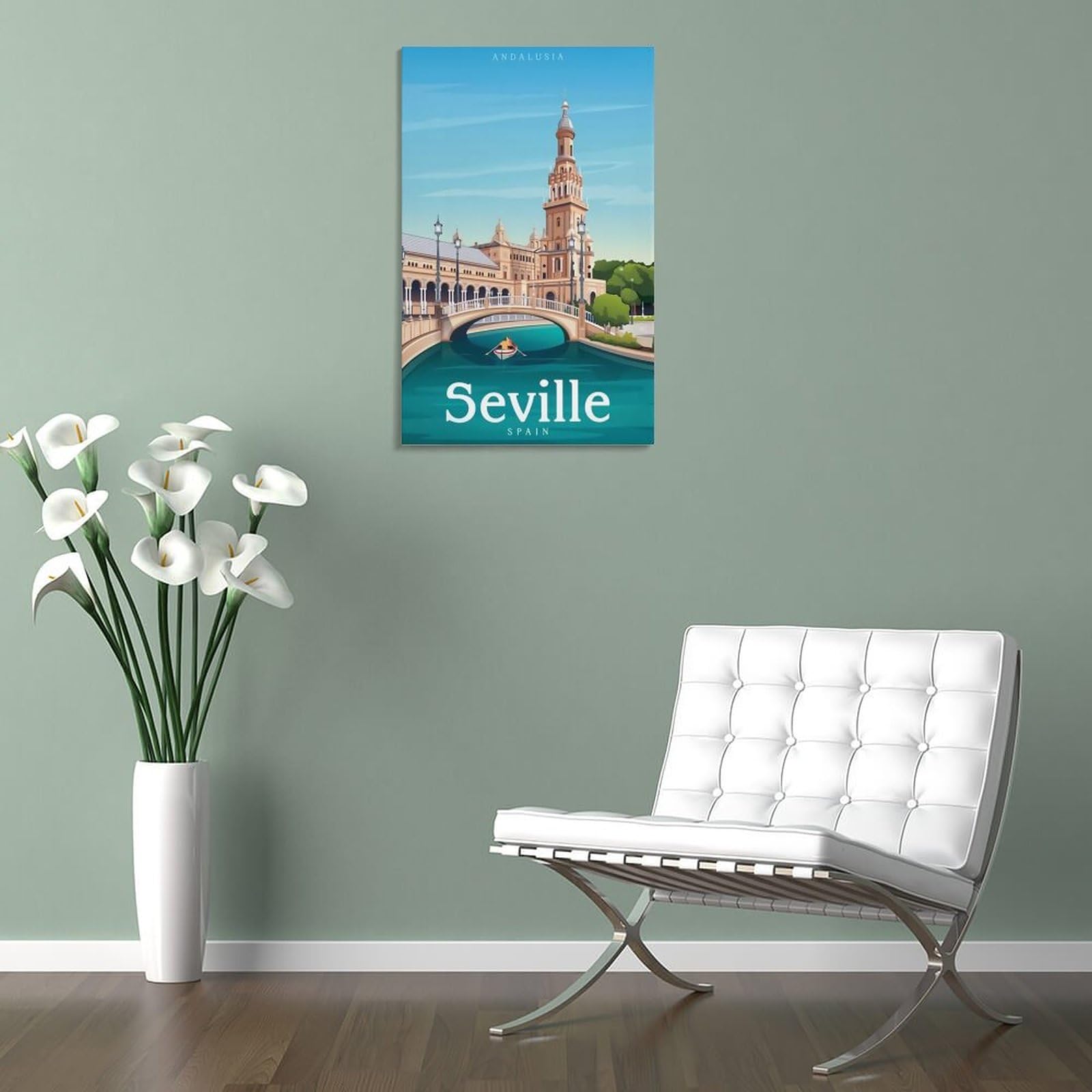 Poster Vintage Séville Espagne Sur Toile – 40 X 60 Cm, Impression Jet D’encre Haute Résolution, Décoration Murale Voyage