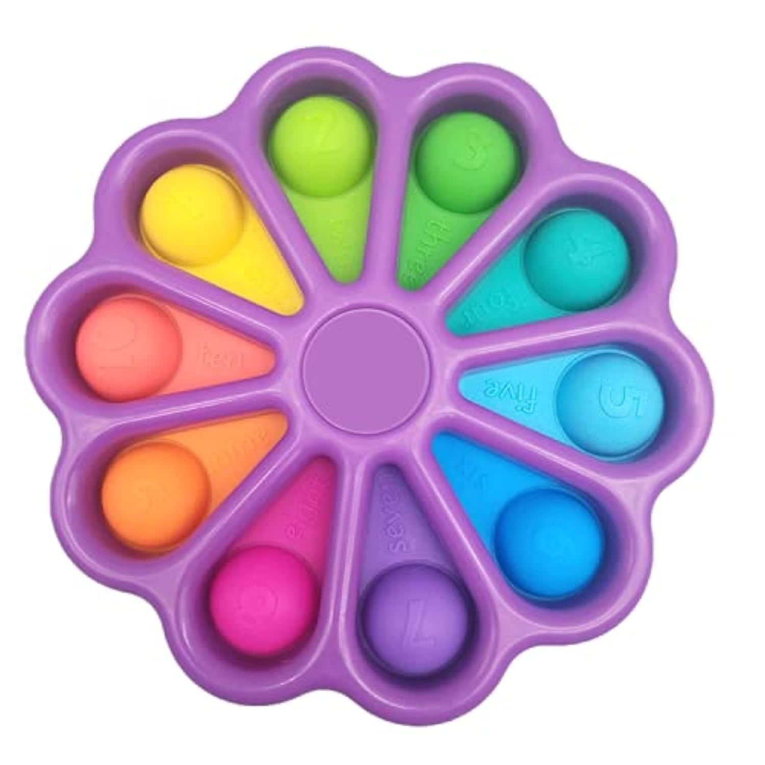 Flower Dimple Fidget Toy - 10 Colorful Pop Bubbles Sensory Simple Digit Autism, Stress and Anxiety Relief Toys – Keep Fingers Busy for Kids, Adults (Purple) (SHJRCL)