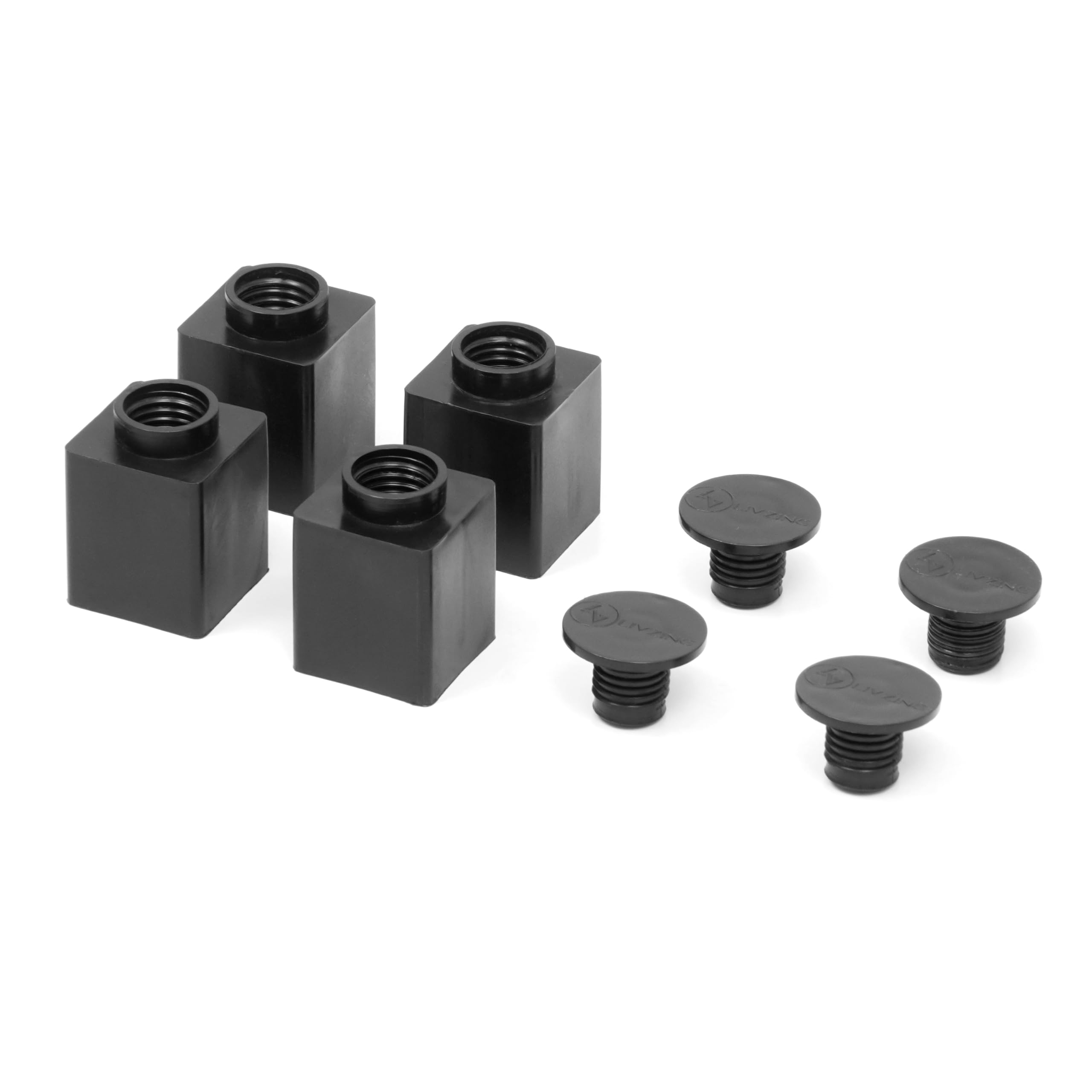 Livzing Turn N Tube PVC Plastic Thread Type Bushes & Caps-Anti Scratch Square Bottom Bush-Self Tapping Top Cap-End Cap for Table Leg-Furniture Base Protection Bush-Head Cap Security Screws(Pack of 4) (B0CSWJLZYW) Amazon Price History, Amazon Price Tracker