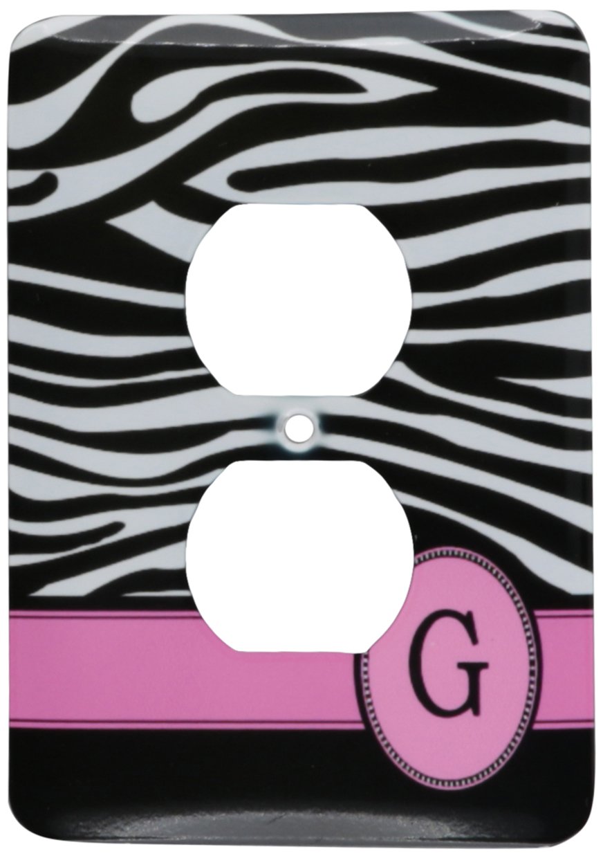 3dRose lsp_154278_6 Letter G Monogrammed Black and White Zebra Stripes Animal Print with Hot Pink Personalized Initial Light Switch Cover