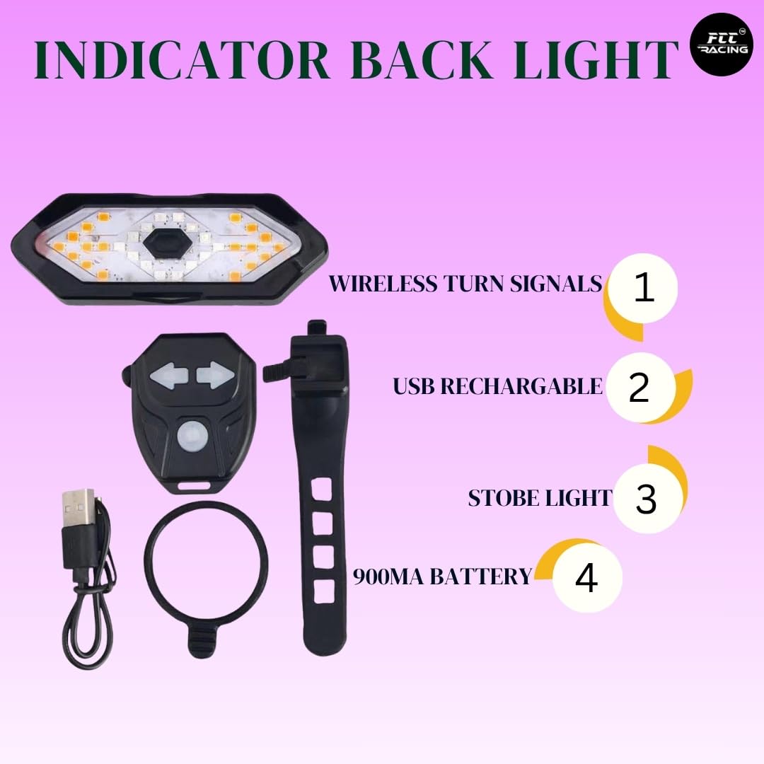 FCCRACING Premium Bicycle Saddle Cover and Indicator Back Light Combo | Soft Cushion Cover, Universal Fit, USB Rechargeable Light Safety Combo for Bicycle 2
