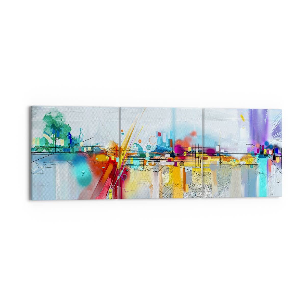 Cuadros Decoracion Salon abstracción moderna Lienzos decorativos 150x50cm Cuadro Sobre Lienzo Moderno Dormitorio Cuadros Pared Imágenes Tríptico 3 Piezas Wall Art Prints Grande XXL CA150x50-4028