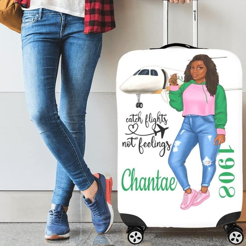 review PERSONALIZED Catch Flights not Feelings Luggage Cover, Black Girl, Luggage Cover African American,Black Woman Luggage Cover, Suit Case Covers, Suitcase Protector, Luggage Protective travel accessories