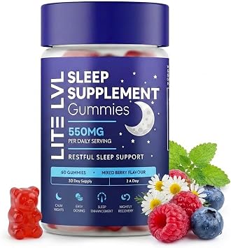 LITE LVL Sleep Gummies | Sleep Aids for Adults | Sleep Gummies for Adults | Night Time Routine | Natural Sleeping Remedy & Bedtime Support | 60 Gummies