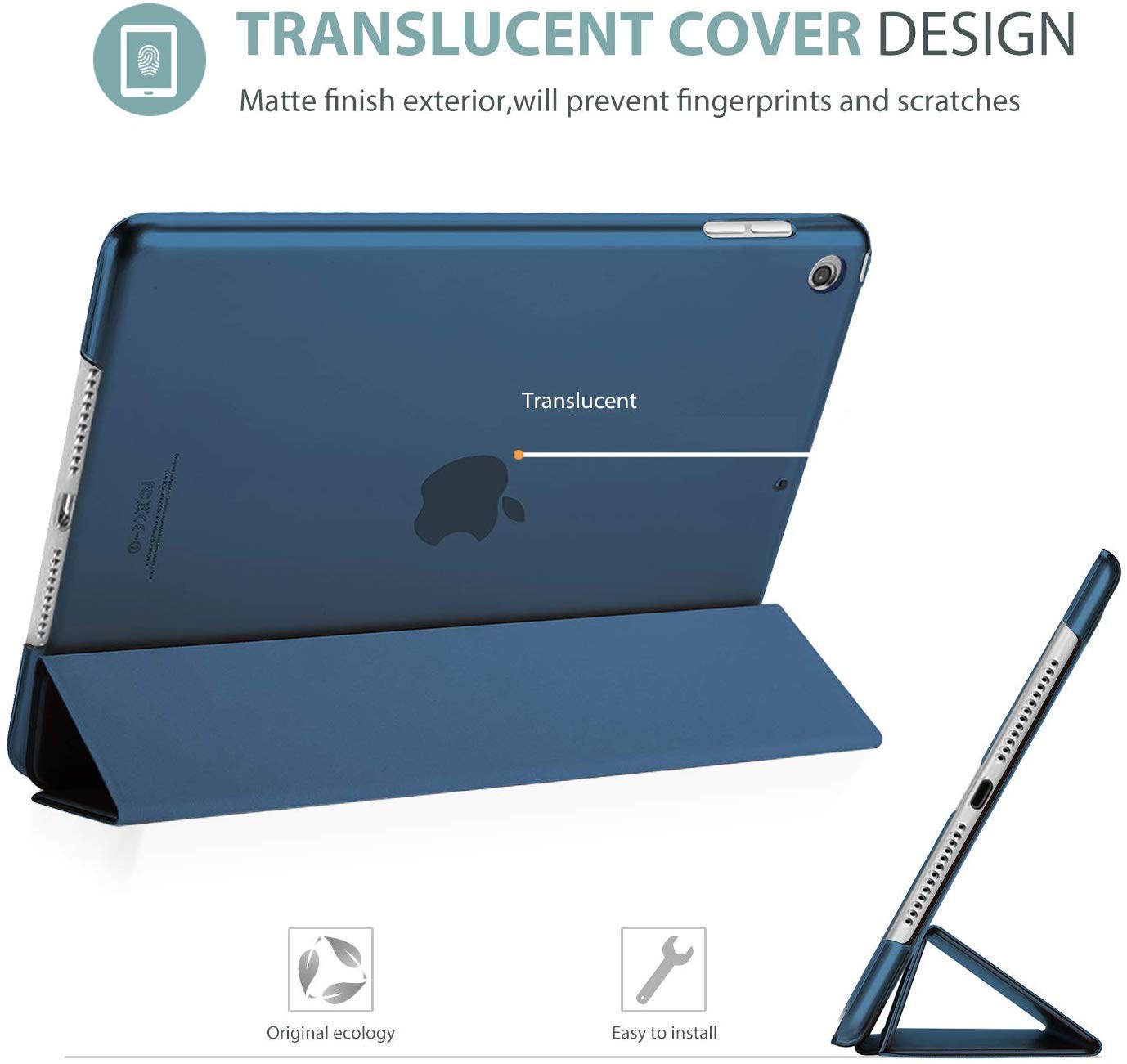 MOCA Compatible Smart flip Cover case for iPad 9.7 inch 2017 2018 iPad 5th 6th Generation A1893 A1954 A1822 A1823 Smart case Cover (Navy Blue) — Amazon image 6