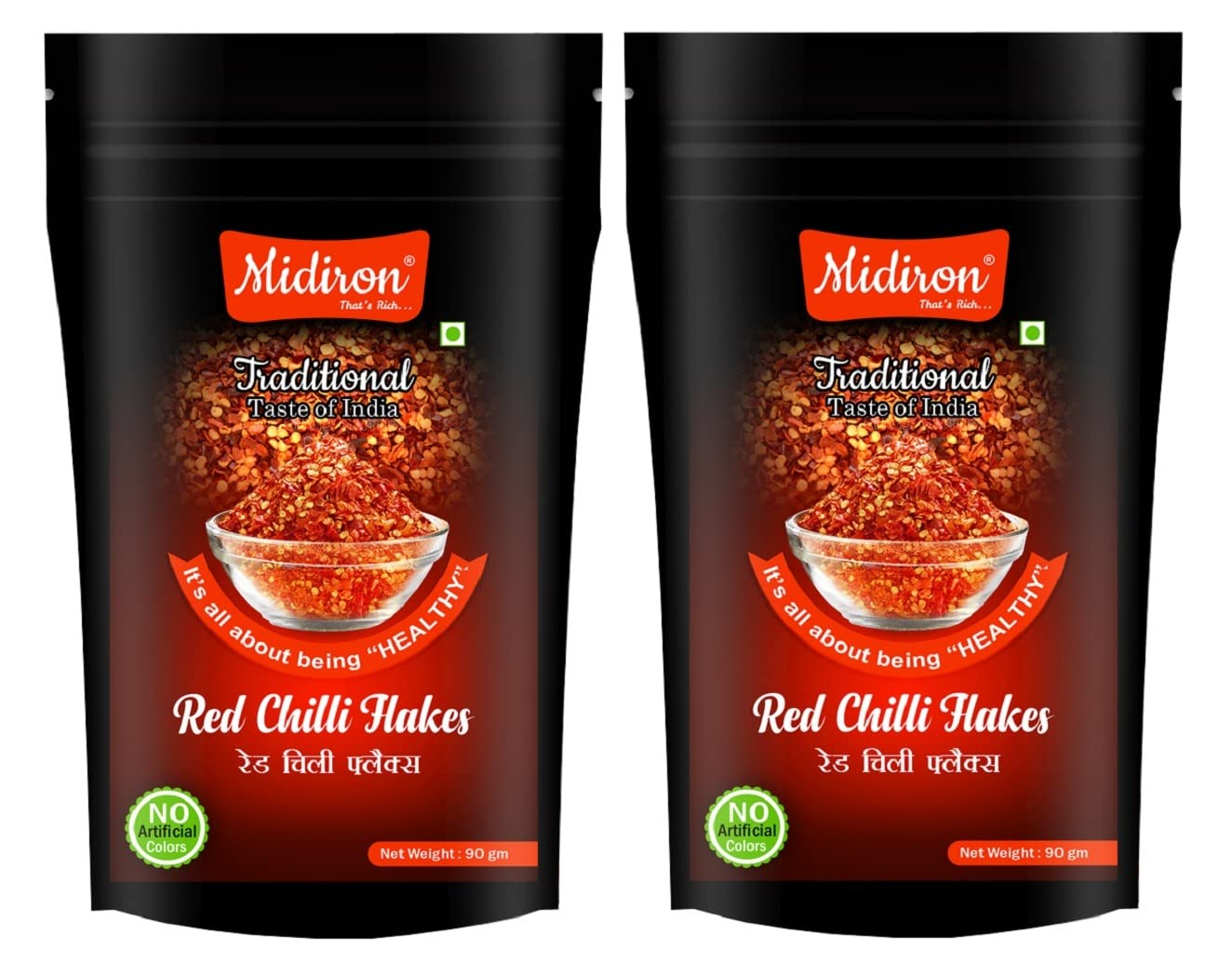 Midiron Red Chilli Flakes | Fresh & Natural Pack 2 (90g)