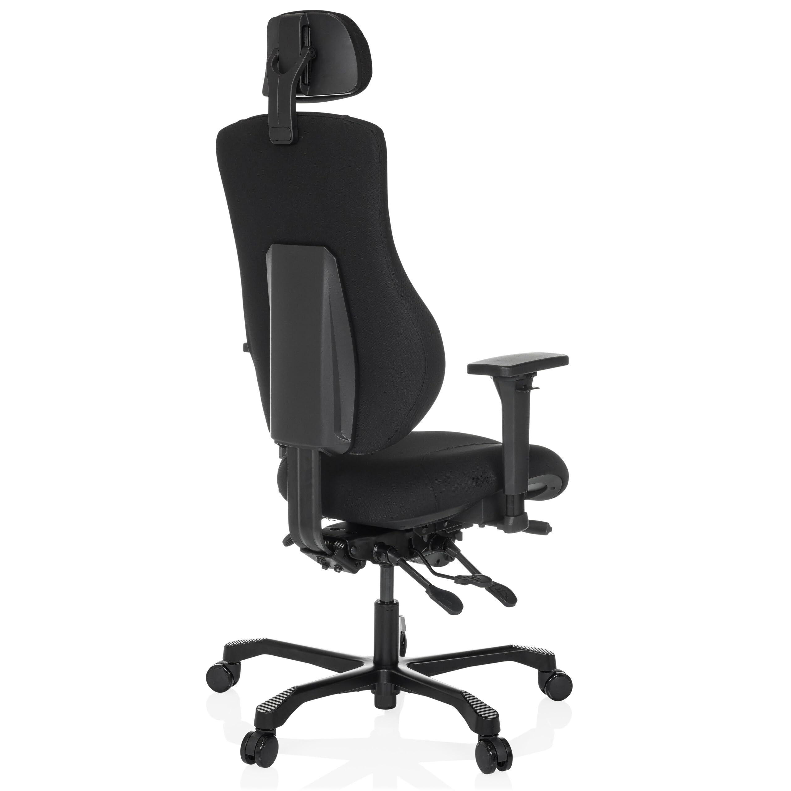 hjh OFFICE Ergonomischer Arbeitsstuhl 24 Hours Basic Stoff, robuster XXL Drehstuhl für den 24h Einsatz, bis 150kg belastbar, Schwarz