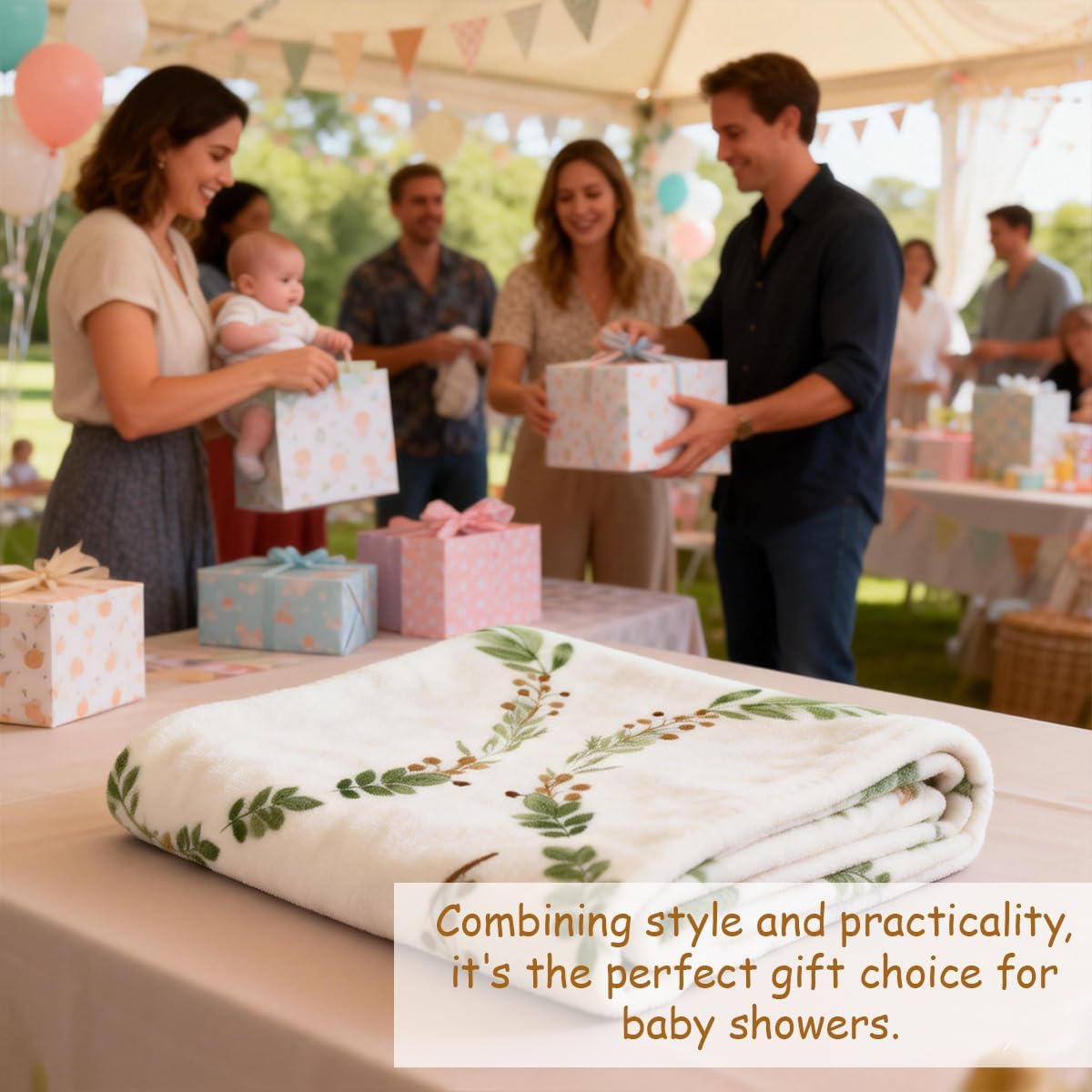 Baby Monthly Milestone Blanket Twins Month Blanket for Newborn Boys & Girls, Soft Flannel Mat with Photo Prop for Baby Shower, Neutral 51x40 Inches - Image 6