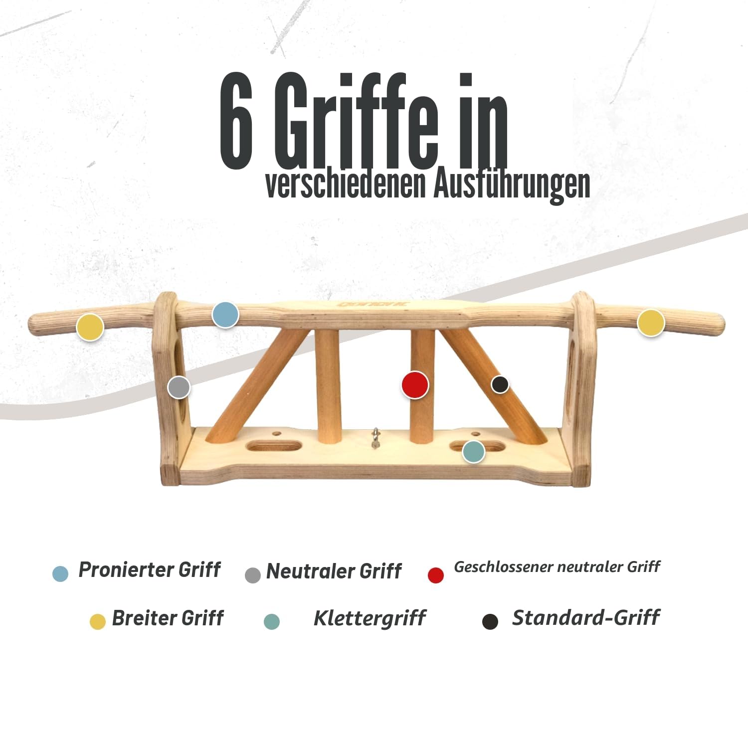 Multifunktionale Klimmzugstange Wandmontage, Holz, Rutschfest, Mehrere Griffe, Einfache Montage, Bis 200 kg Belastbar
