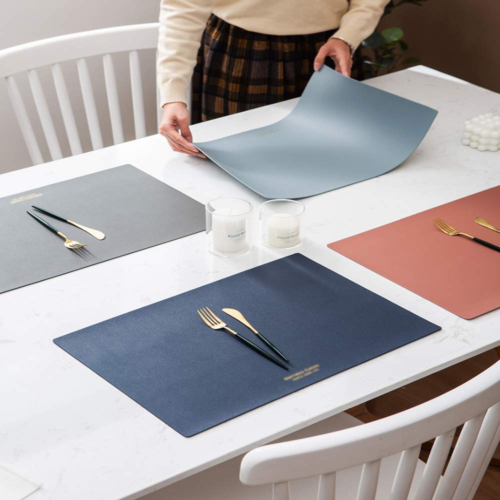 Napperon en Cuir PU Tapis de Table Design réversible Antidérapant Imperméable Résistant à l'huile Isolation Durable Cuisine Salle à Manger Multicolore Disponible, Gris foncé (Vert foncé)