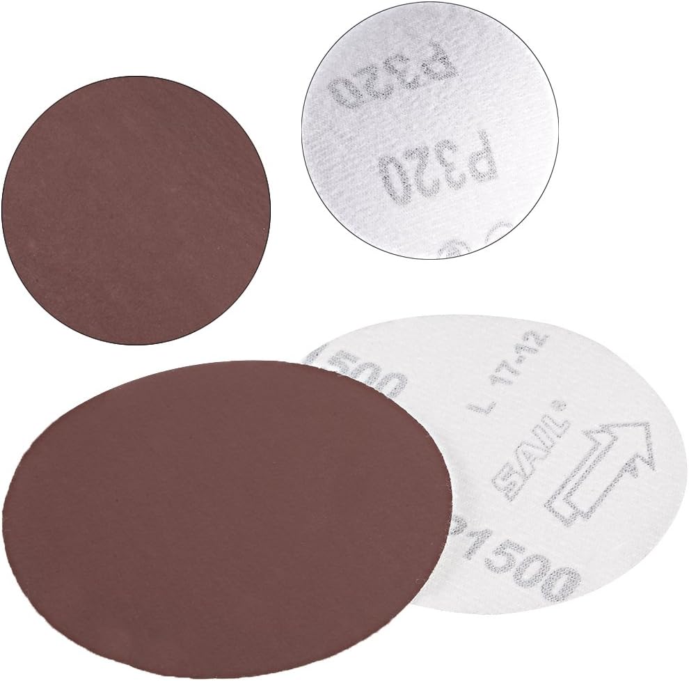 sourcingmap 50Pcs 4 Inch Hook and Loop Sanding Disc 1500 Grits Flocking Sandpaper for Random Orbit Sander Brown - Image 4