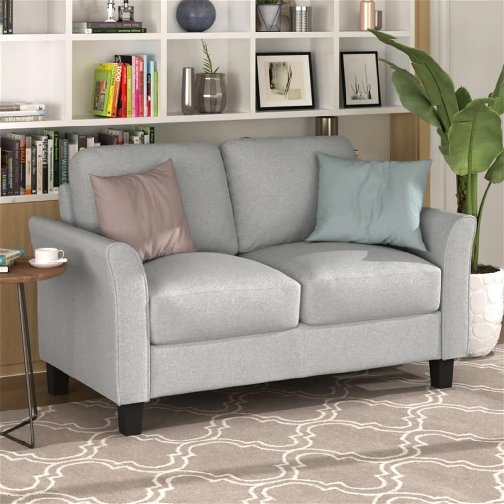 Living Room Furniture Loveseat Sofa and 3-seat ，Black Legs (Light Gray)