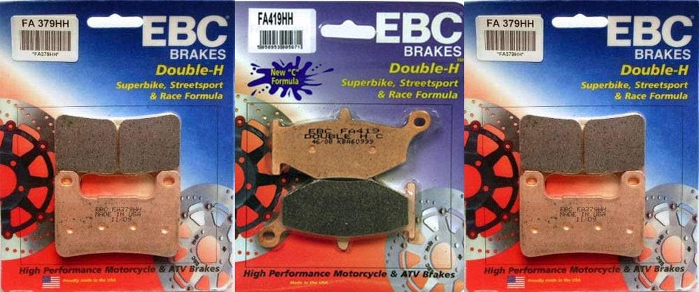 EBC (Double-H) Series Combo Kit - FA379HH FA379HH Front Brake Pads & FA419HH FA419HH Rear Brake Pad Kit - Compatible/Replacement for 2014 to 2018 DL1000 V-Strom & 2006 to 2010 Suzuki GSXR600 GSXR750