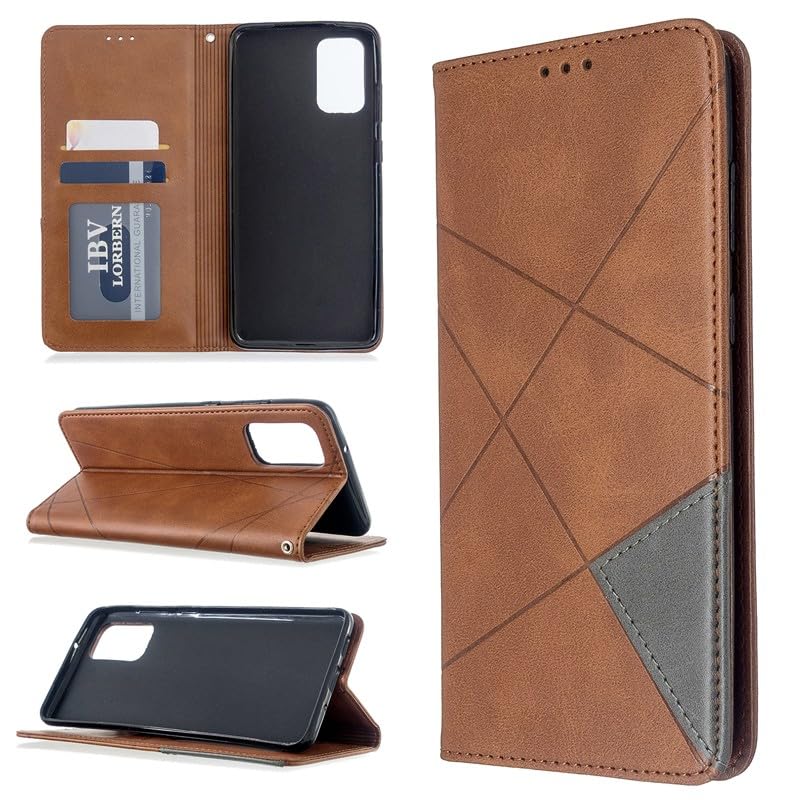 Funda libro Moto G04 de cuero sintetico marron con soporte horizontal