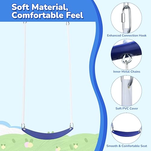 Miniatura 4 de Juego de columpio para exteriores para niños juegos de columpio para patio trasero con platillo ajustable y asiento oscilante juego para niños al