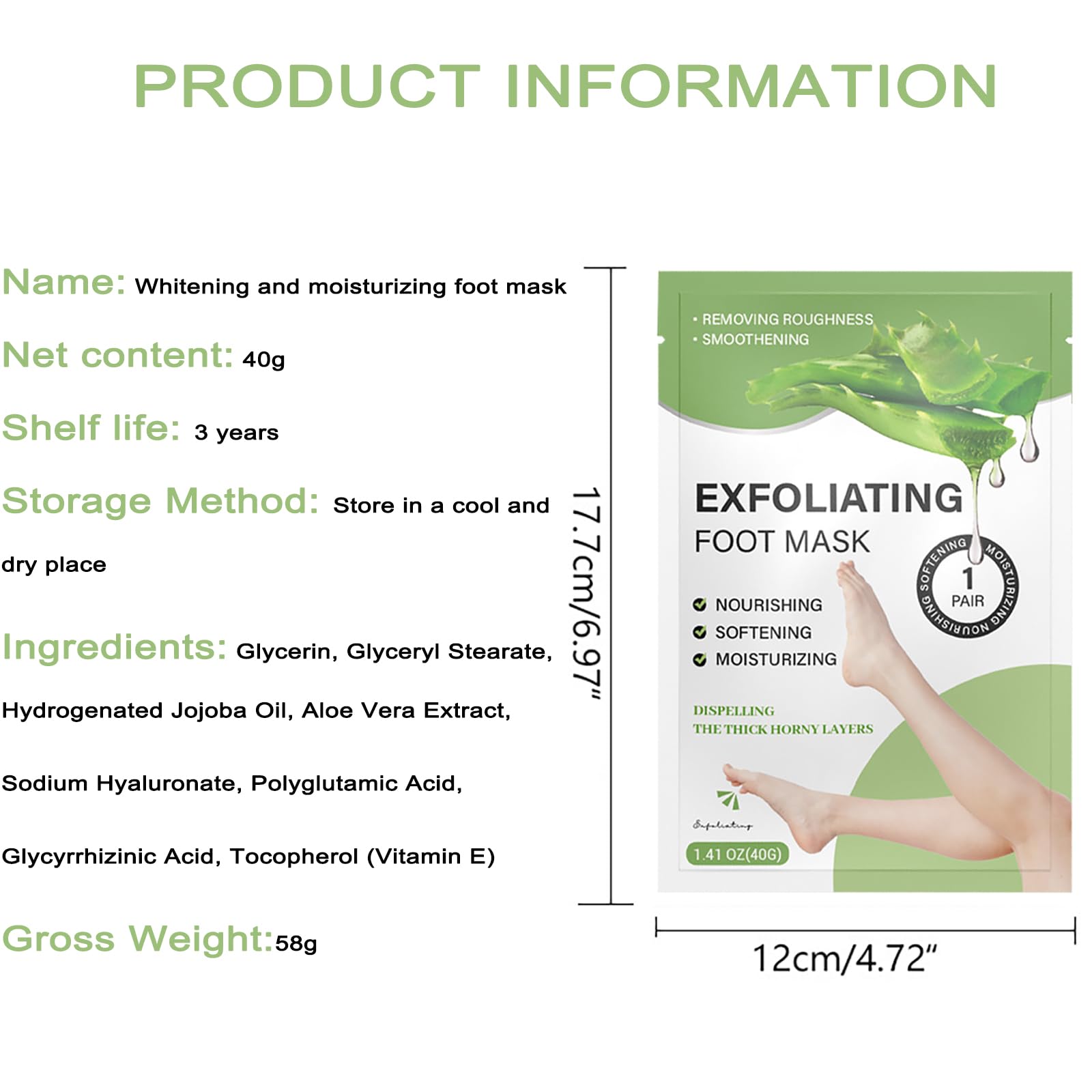 VolksRose Masque Pied à l'Aloe Vera 3 Pièces pour Femmes - Chaussettes Hydratant pour Réparer les Talons - Traitement Hydratant&Nourrissant pour Pieds Secs et Fissurés, Soin Exfoliant et Adoucissant