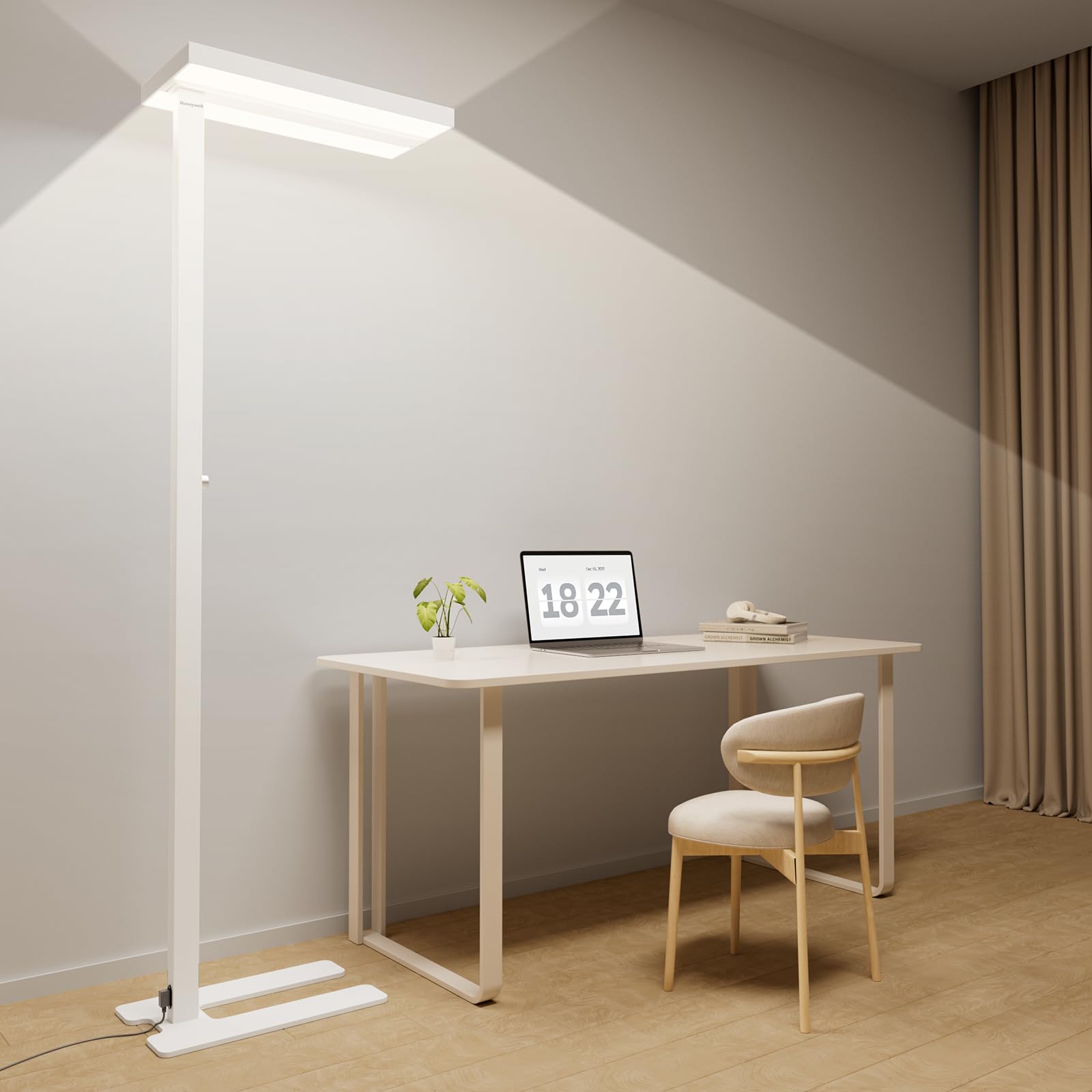 Honeywell 8000LM LED Standleuchte 02E Gen, Sunturalux augenschonende Leselampe, 80W Tageslicht 4000K dimmbar, 196 cm weiße Stehlampe für Wohnzimmer, Kinderzimmer, Arbeitszimmer, Homeoffice