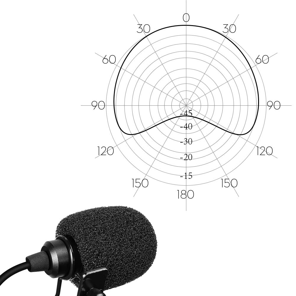 HUIOP micrófono lavalier CVM-V02C Micrófono de Solapa cardioide Lavalier Micrófono de Condensador Conector XLR Admite alimentación Fantasma de 48 V Compatible con videocámaras Grabación de Video
