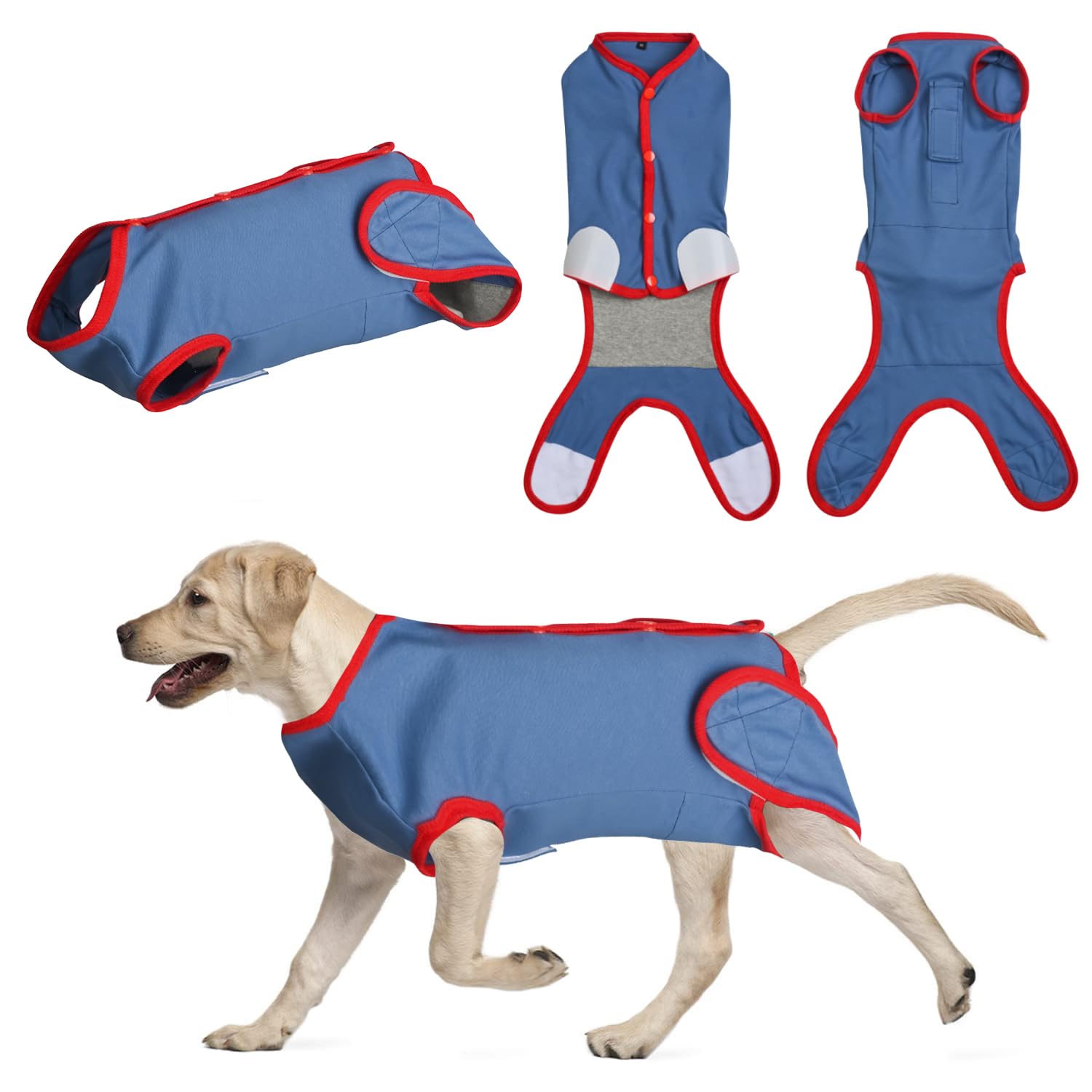 QUNERY Body Postoperatorio Perro Post Neuter Dog Body Trajes de Protección de Heridas Transpirables, Trajes Operación Perro Protección Abdominal Azul XXL
