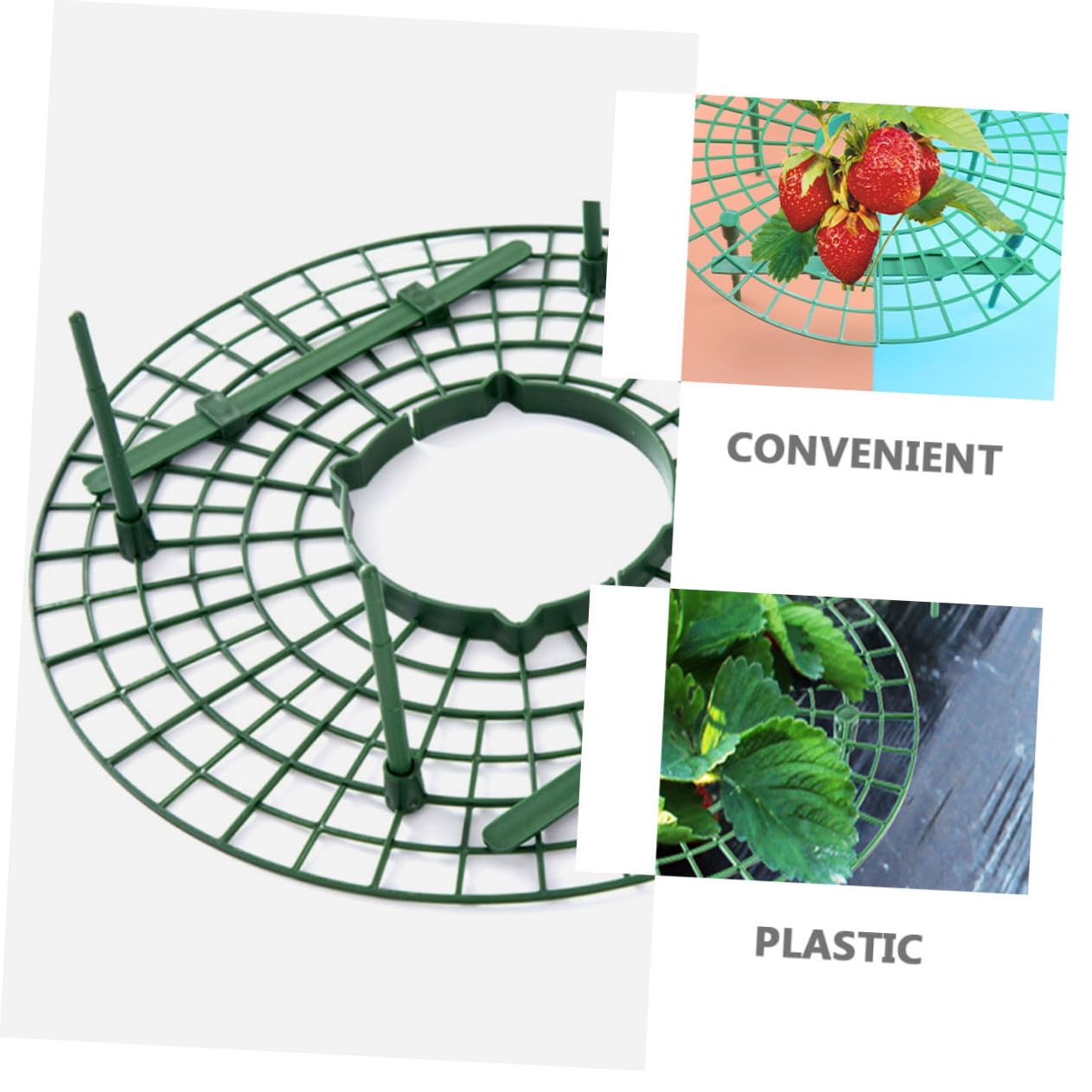 Support à Fraisiers en Plastique Vert 12pcs Cadre d'escalade Créatif pour Balcon Jardin Potager Protection et Maintien des Plants de Fraisiers