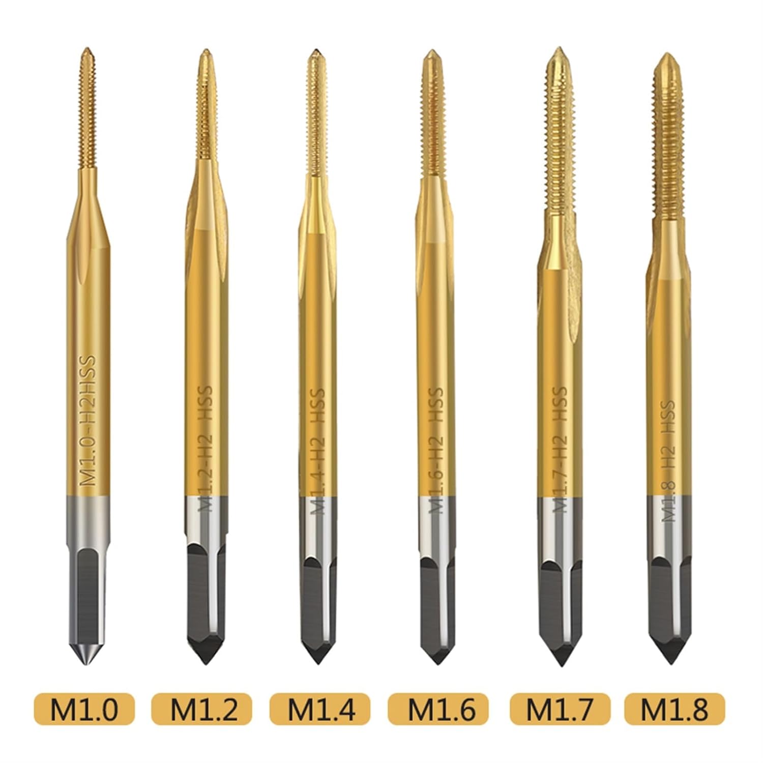 6pcs Tap Drill Set M1M1.2/M1.4/M1.6/M1.7/M1.8 Metric Screw Tap HSS Machine Thread Tap Threading Tools(6pcs OPP Blue)