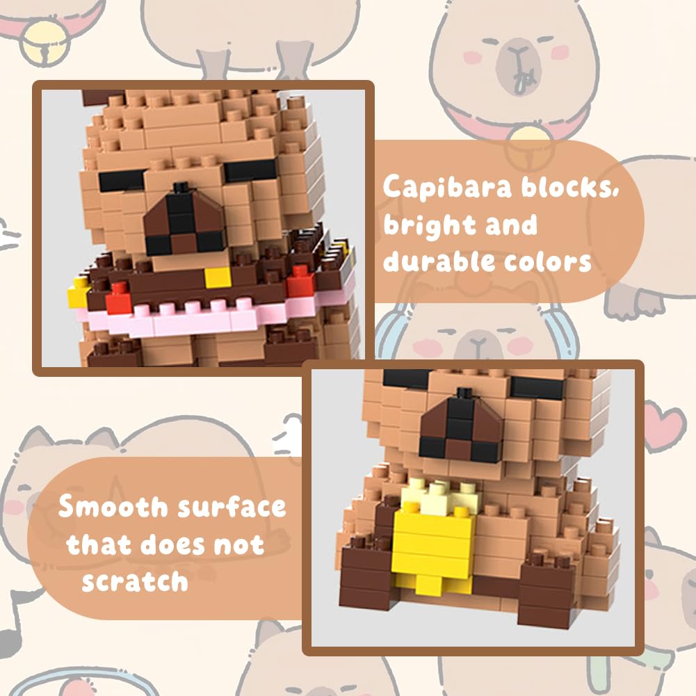 Capybara Building Blocks Anime Model Micro Blocks 3D Puzzle Micro Brick Figures Toys Plastic Model Kits Micro Building Block Puzzle Children DIY Block 2PCS(B) - Image 3