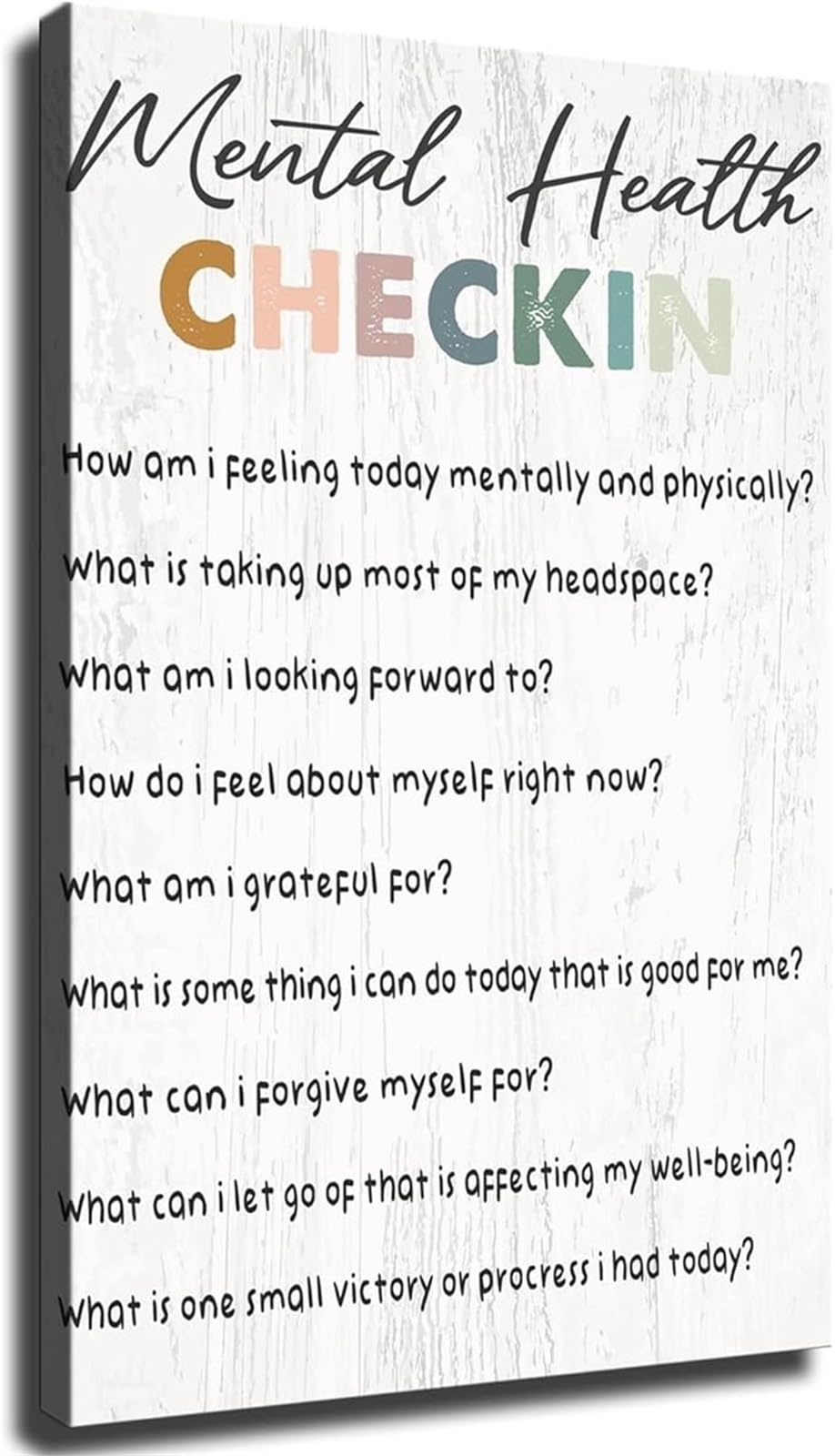 ZDVHOMCB Self Care Journaling Prompts Poster Reflection Questions for Mental Wellness Wall-Art Framed,12x18inch(30x45cm)