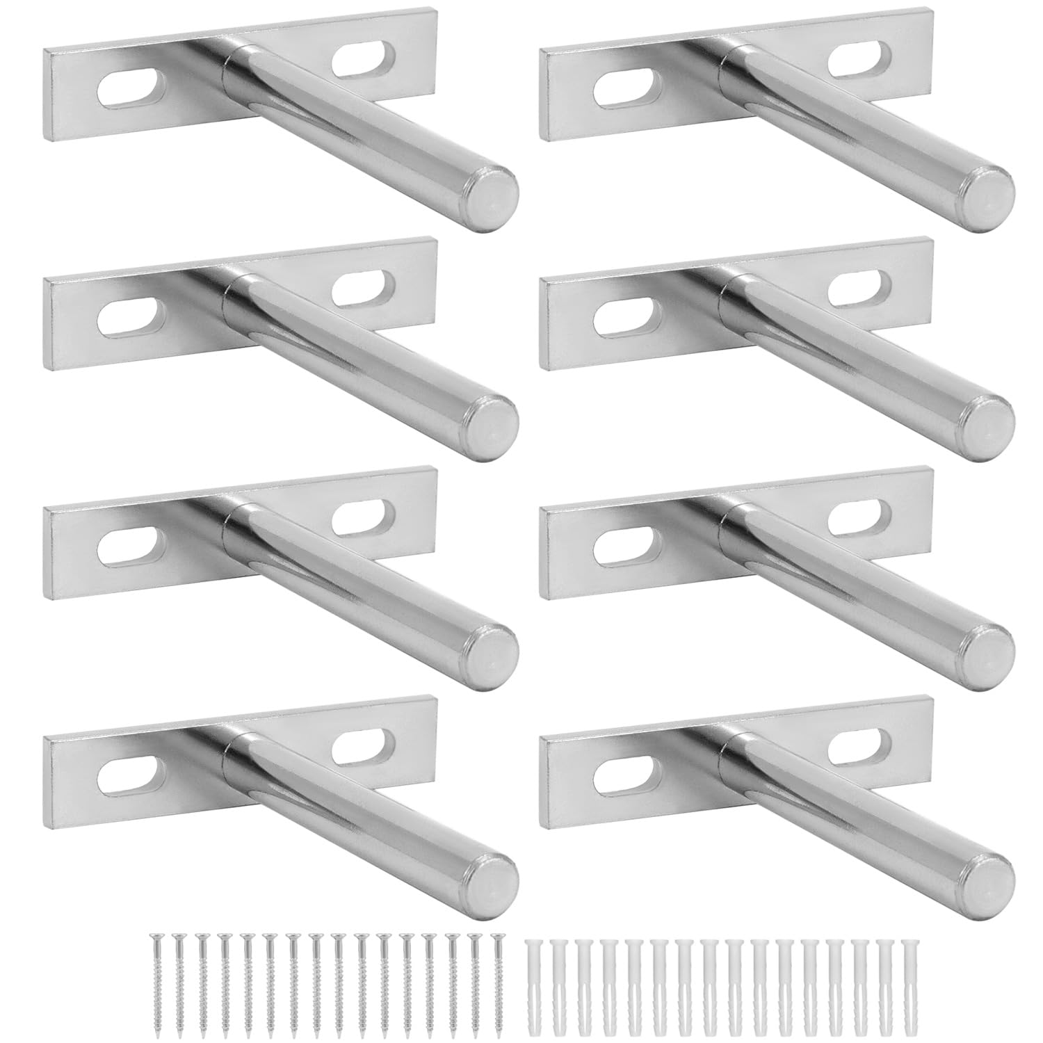 Qwork 8Pcs Qwork® 3 Inch 75 Mm Floating Shelf Bracket 8 Pack - Hidden Concealed Wall Shelf Brackets With Mounting Screws