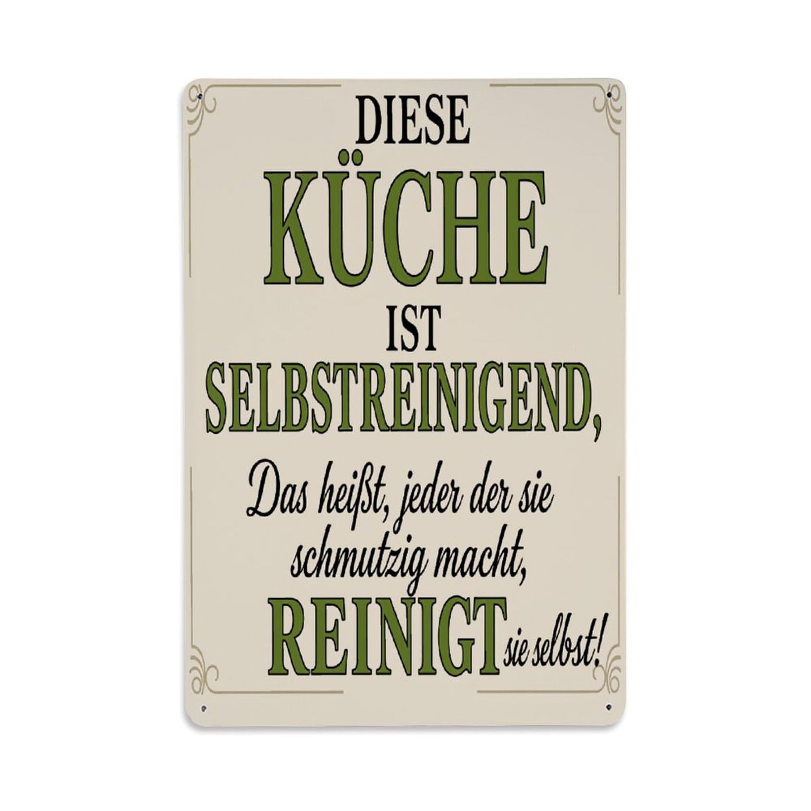 Enderetf Vintage This Kitchen Is Self-Cleaning, Tin Sign Metal Poster, Home Bar Garage Man Cave Cafe Indoor & Outdoor Wall Decoration 8X12inches