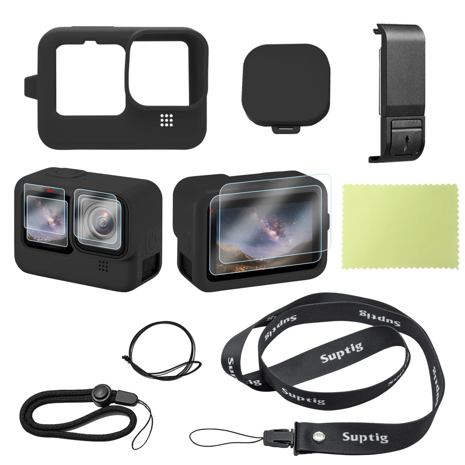 Suptig Protective Case, Silicone Case Compatible for Gopro Hero 12/ Hero 11/ Hero 10/Hero 9 Black (Black), RSX-427