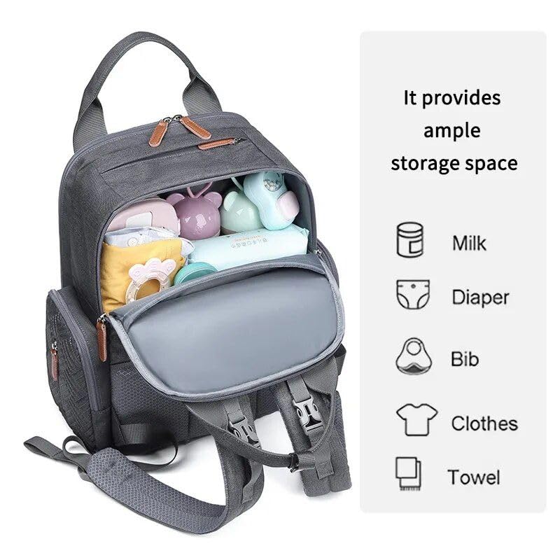 Ultimate Diaper Bag Backpack for Moms Gray no Pad4