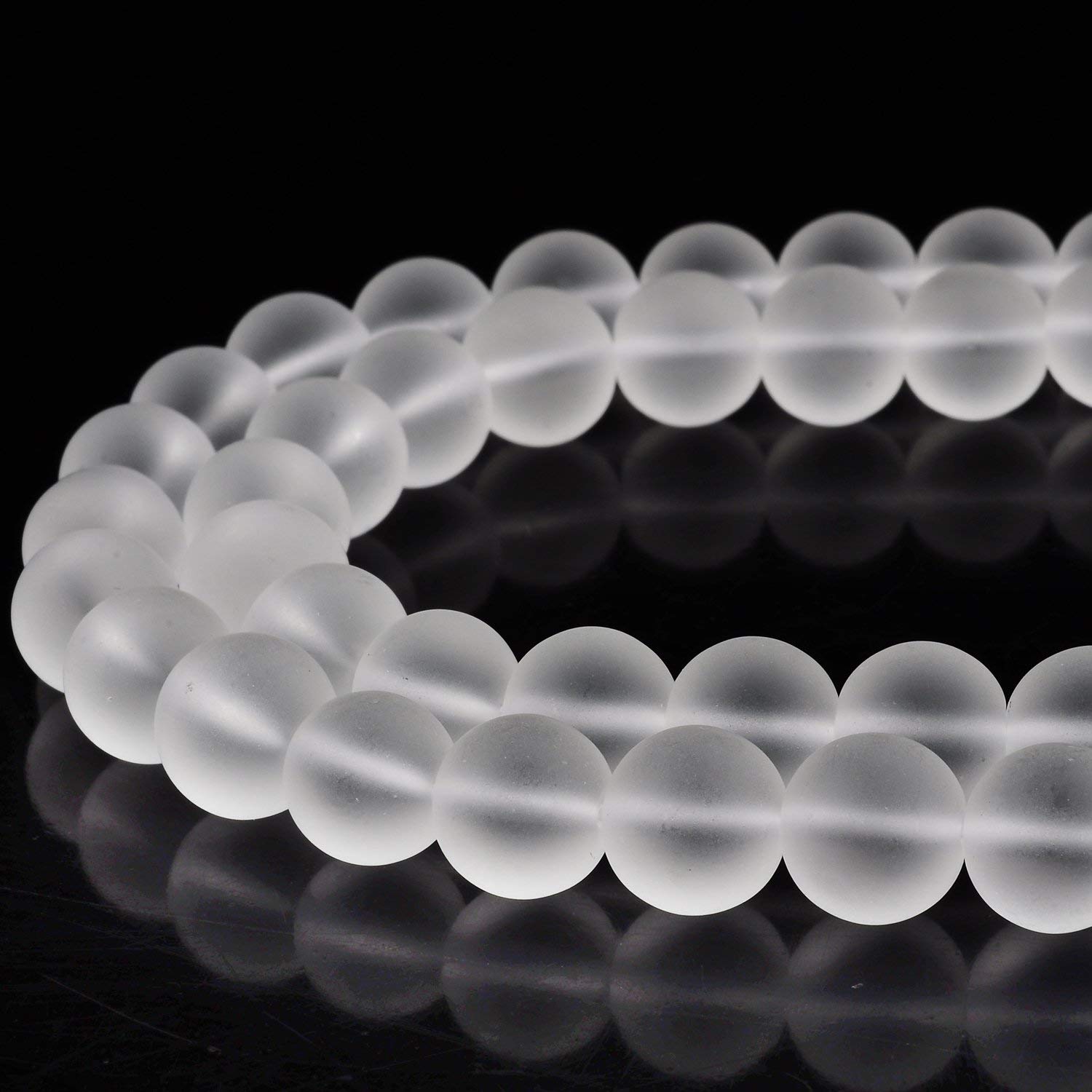 RUBYCA Natural AAA Grade Quartz Crystal Clear Frosted Round Beads for Jewelry Making (1 Strand 6mm)