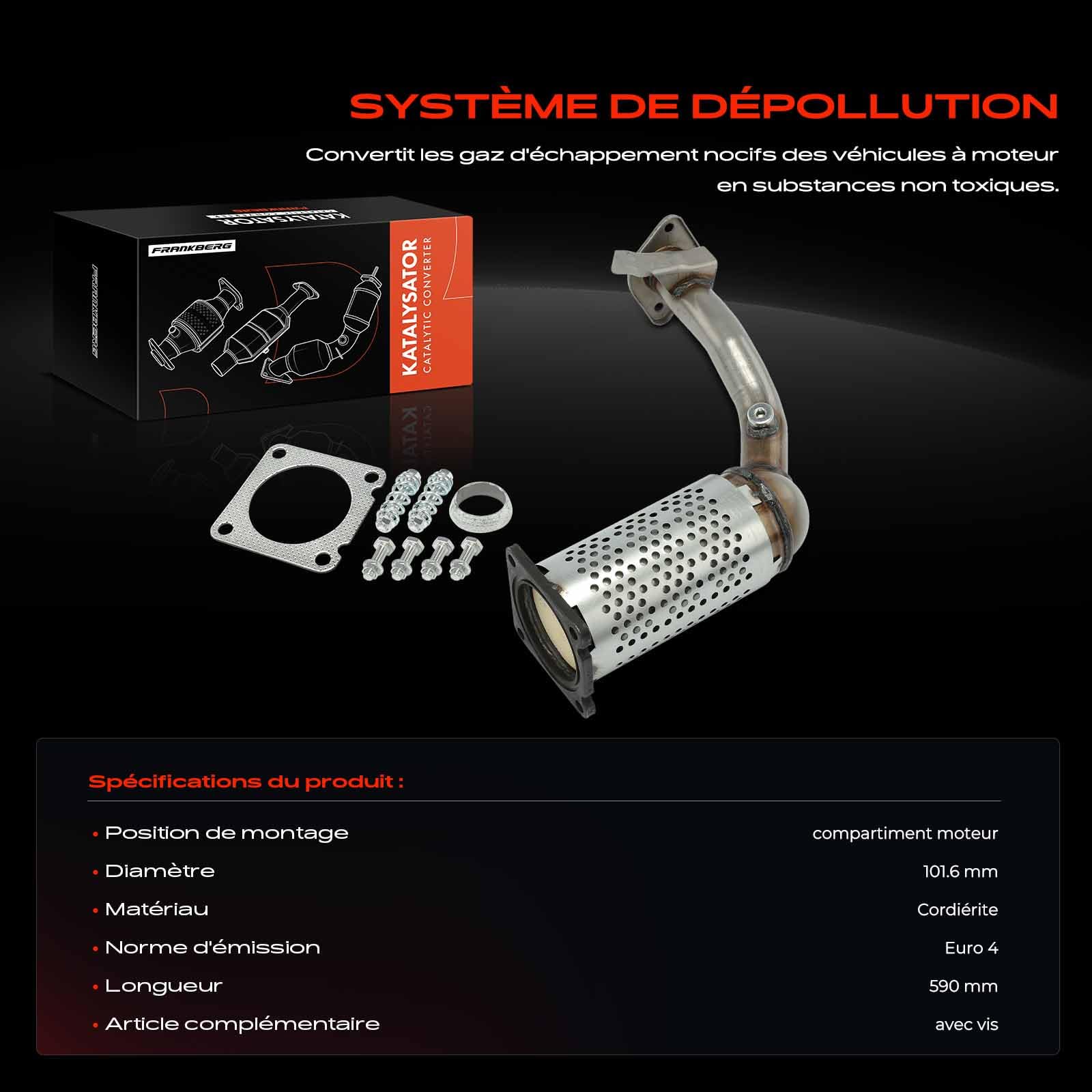 Frankberg Convertisseur catalytique essence 1731KS | Compatible avec: 206 SW 2E/K, berline 206, 206+ 2L 2M, 206 Hatchback 2A/C