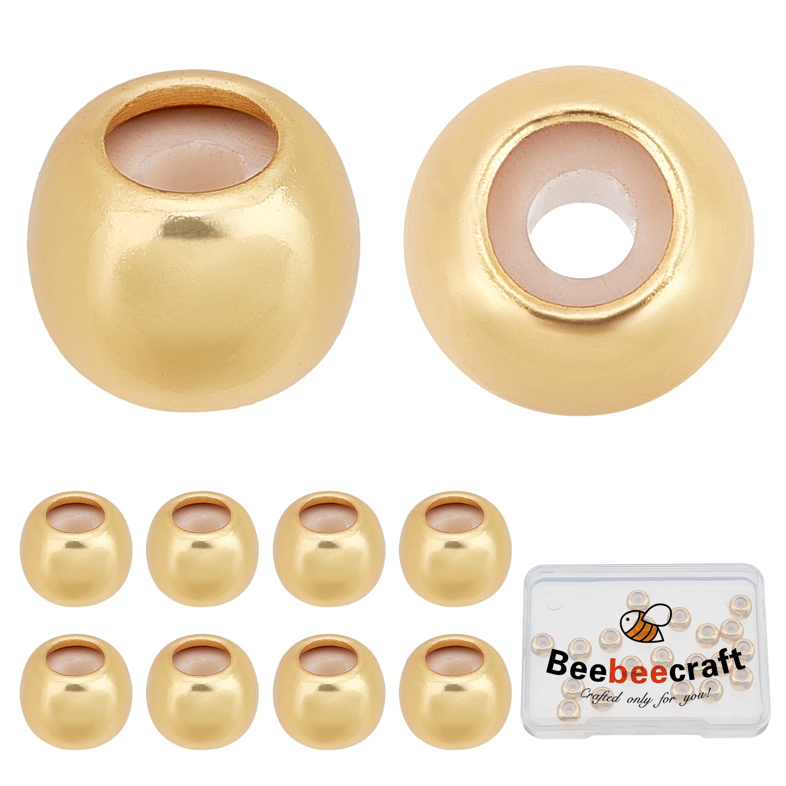 20 Perline Con Tappo In Gomma - Placcate Oro 18K Per Bracciali E Collane Fai Da Te - Foto 6