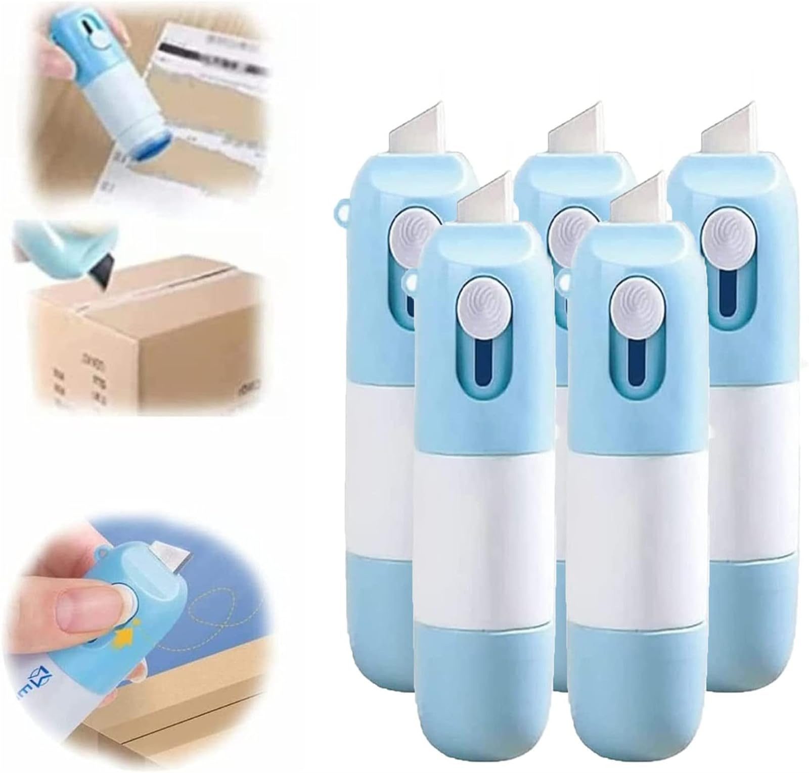 Yanobia 1/3/5Pcs Thermal Paper Correction Fluid with Unboxing Knife, Data Protection Fluid, Portable Information Anti-Leakage Protection Correction Fluid, for Package Labels, Bills (5Pcs)