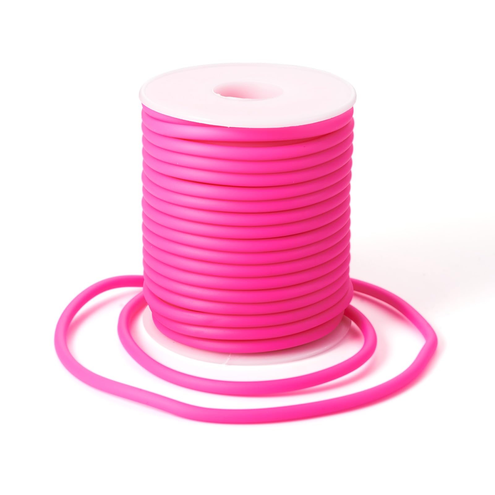Craftdady 15m Hollow Pipe Tubing PVC Rubber Cord Rubber Tube Cord Wrapped Around For Memory Wire Necklace Bracelet Knitting, Camellia
