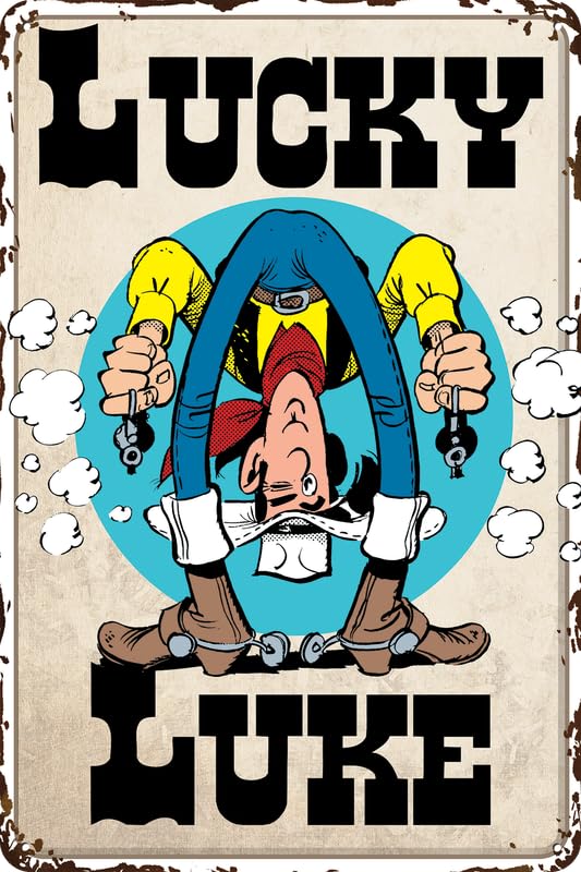 LUCKY LUKE Blechschild Comic Serie Fans – Western, Cowboy, Wild West Deko Schild, humorvolle Abenteuer 14 x 20 cm