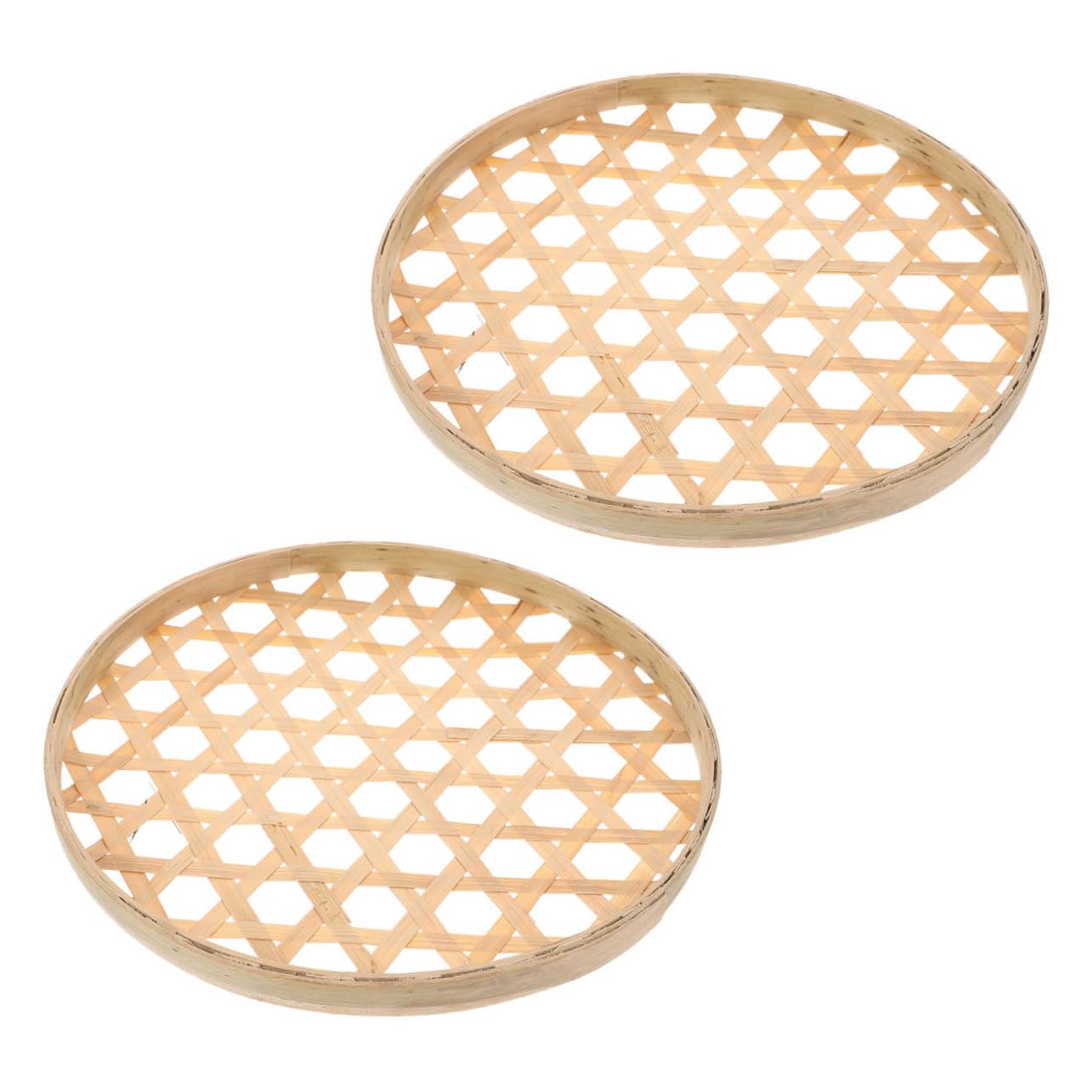 Lot De 2 Tamis Circulaires En Bambou Tissé Getuse - Paniers Naturels Pour Cuisine