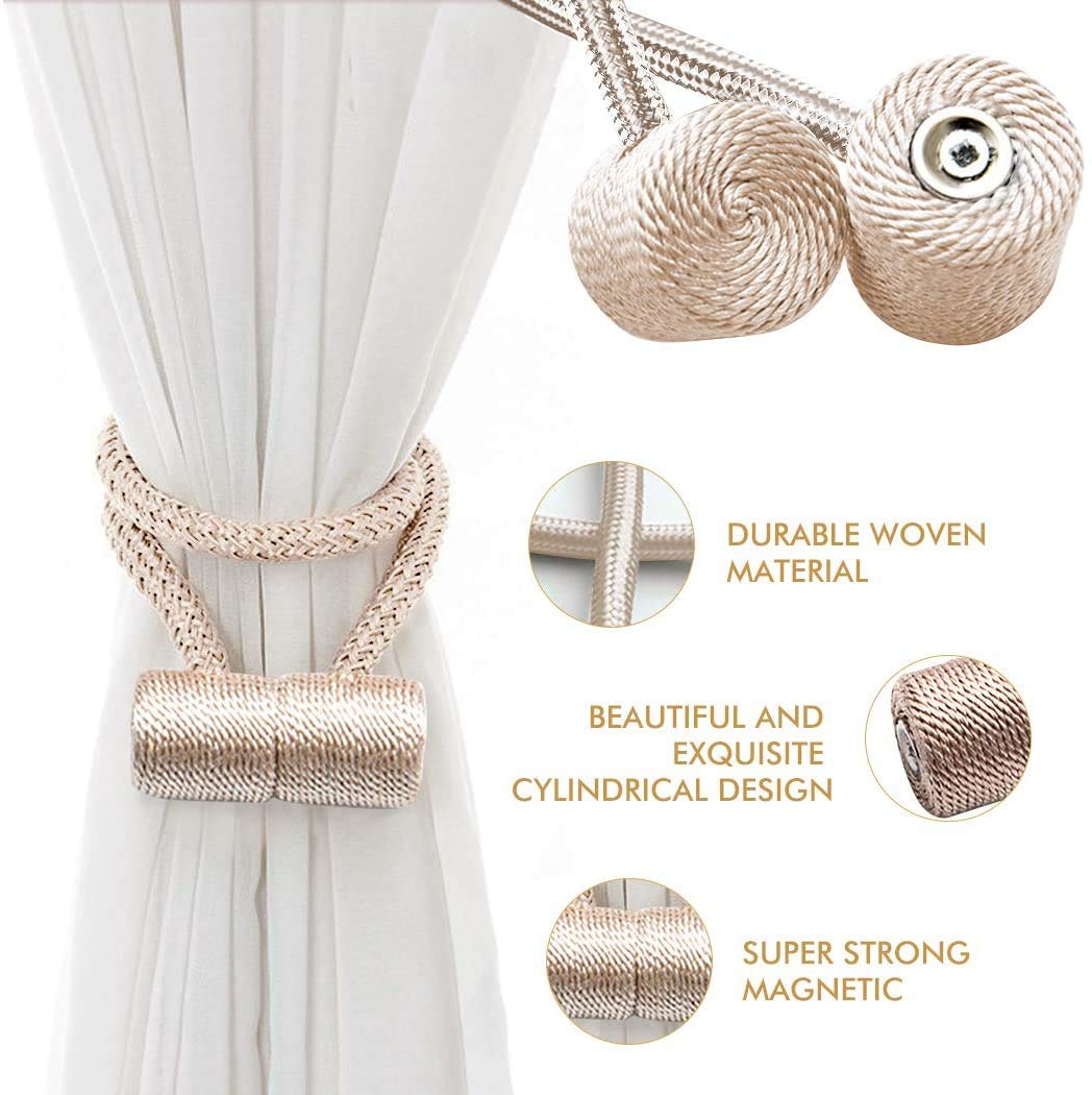 Sangles de rideau, boucle de rideau, embrasse de rideau, embrasse de rideau magnétique, 2/4 pièces pinces for rideaux, attaches de corde, boucles de porte-rideaux for draperies de fenêtre (doré, paque