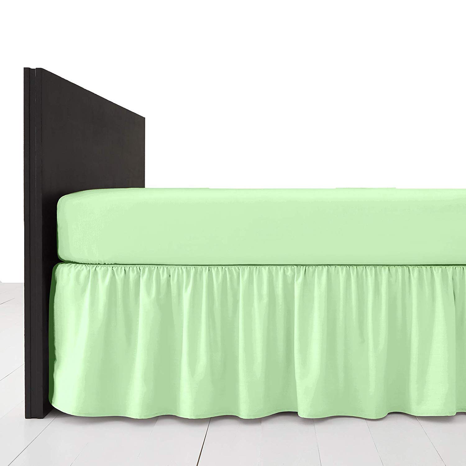 Comfy Nights Mint Green Plain Dyed Polycotton Easy Care Frilled Base Valance In 19 Colors (Double, )